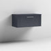 Nuie Deco 800mm Wall Hung 1 Drawer Fluted Vanity Unit & Worktop - Satin Anthracite - Unbeatable Bathrooms