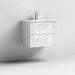 Nuie Deco 600mm Wall Hung 2 Drawer Fluted Vanity Unit & Basin - Satin White - Unbeatable Bathrooms
