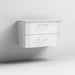 Nuie Deco 800mm Wall Hung 2 Drawer Fluted Vanity Unit & Worktop - Satin White - Unbeatable Bathrooms