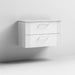 Nuie Deco 800mm Wall Hung 2 Drawer Fluted Vanity Unit & Worktop - Satin White - Unbeatable Bathrooms