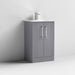 Nuie Deco 500mm Floor Standing 2 Door Fluted Vanity Unit & Basin - Satin Grey - Unbeatable Bathrooms