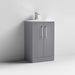 Nuie Deco 500mm Floor Standing 2 Door Fluted Vanity Unit & Basin - Satin Grey - Unbeatable Bathrooms