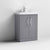 Nuie Deco 600mm Floor Standing 2 Door Fluted Vanity Unit & Basin - Satin Grey - Unbeatable Bathrooms