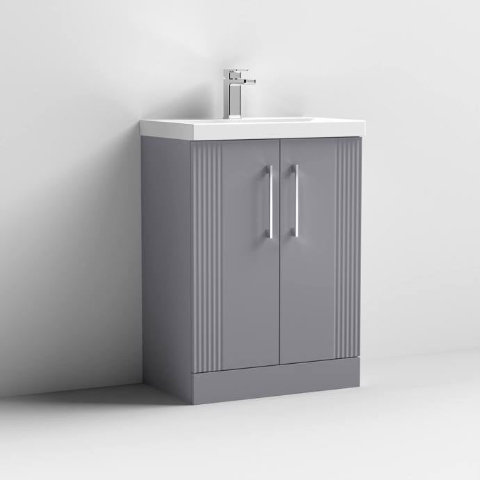 Nuie Deco 600mm Floor Standing 2-Door Vanity Unit & Basin (Various) - Unbeatable Bathrooms