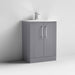 Nuie Deco 600mm Floor Standing 2 Door Fluted Vanity Unit & Basin - Satin Grey - Unbeatable Bathrooms