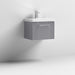 Nuie Deco 500mm Wall Hung 1 Drawer Fluted Vanity Unit & Basin - Satin Grey - Unbeatable Bathrooms