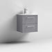 Nuie Deco 500mm Wall Hung 2 Drawer Fluted Vanity Unit & Basin - Satin Grey - Unbeatable Bathrooms