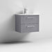 Nuie Deco 600mm Wall Hung 2 Drawer Fluted Vanity Unit & Basin - Satin Grey - Unbeatable Bathrooms