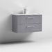 Nuie Deco 800mm Wall Hung 2 Drawer Fluted Vanity Unit & Basin - Satin Grey - Unbeatable Bathrooms
