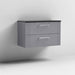 Nuie Deco 800mm Wall Hung 2 Drawer Fluted Vanity Unit & Worktop - Satin Grey - Unbeatable Bathrooms