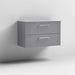 Nuie Deco 800mm Wall Hung 2 Drawer Fluted Vanity Unit & Worktop - Satin Grey - Unbeatable Bathrooms