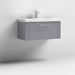 Nuie Deco 800mm Wall Hung 1 Drawer Fluted Vanity Unit & Basin - Satin Grey - Unbeatable Bathrooms