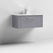 Nuie Deco 800mm Wall Hung 1 Drawer Fluted Vanity Unit & Basin - Satin Grey - Unbeatable Bathrooms