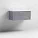 Nuie Deco 800mm Wall Hung 1 Drawer Fluted Vanity Unit & Worktop - Satin Grey - Unbeatable Bathrooms