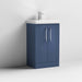 Nuie Deco 500mm Floor Standing 2 Door Fluted Vanity Unit & Basin - Satin Blue - Unbeatable Bathrooms