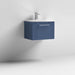 Nuie Deco 500mm Wall Hung 1 Drawer Fluted Vanity Unit & Basin - Satin Blue - Unbeatable Bathrooms