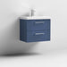 Nuie Deco 600mm Wall Hung 2 Drawer Fluted Vanity Unit & Basin - Satin Blue - Unbeatable Bathrooms