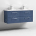 Nuie Deco 1200mm Wall Hung 4 Drawer Fluted Double Vanity Unit & Basins - Satin Blue - Unbeatable Bathrooms