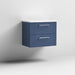Nuie Deco 600mm Wall Hung 2 Drawer Fluted Vanity Unit & Worktop - Satin Blue - Unbeatable Bathrooms