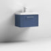 Nuie Deco 600mm Wall Hung 1 Drawer Fluted Vanity Unit & Basin - Satin Blue - Unbeatable Bathrooms