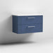 Nuie Deco 800mm Wall Hung 2 Drawer Fluted Vanity Unit & Worktop - Satin Blue - Unbeatable Bathrooms