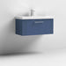 Nuie Deco 800mm Wall Hung 1 Drawer Fluted Vanity Unit & Basin - Satin Blue - Unbeatable Bathrooms