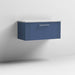 Nuie Deco 800mm Wall Hung 1 Drawer Fluted Vanity Unit & Worktop - Satin Blue - Unbeatable Bathrooms