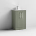 Nuie Deco 500mm Floor Standing 2 Door Fluted Vanity Unit & Basin - Satin Green - Unbeatable Bathrooms