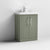 Nuie Deco 600mm Floor Standing 2 Door Fluted Vanity Unit & Basin - Satin Green - Unbeatable Bathrooms