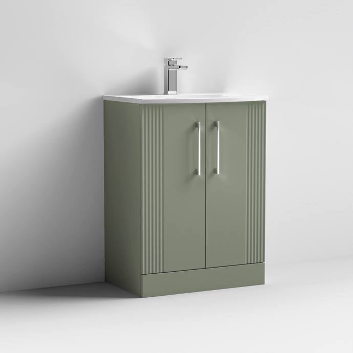 Nuie Deco 600mm Floor Standing 2-Door Vanity Unit & Basin (Various) - Unbeatable Bathrooms