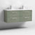 Nuie Deco 1200mm Wall Hung 4 Drawer Fluted Double Vanity Unit & Basins - Satin Green - Unbeatable Bathrooms