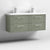 Nuie Deco 1200mm Wall Hung 4 Drawer Fluted Double Vanity Unit & Basins - Satin Green - Unbeatable Bathrooms