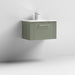 Nuie Deco 600mm Wall Hung 1 Drawer Fluted Vanity Unit & Basin - Satin Green - Unbeatable Bathrooms