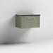 Nuie Deco 600mm Wall Hung 1 Drawer Fluted Vanity Unit & Worktop - Satin Green - Unbeatable Bathrooms