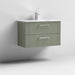 Nuie Deco 800mm Wall Hung 2 Drawer Fluted Vanity Unit & Basin - Satin Green - Unbeatable Bathrooms
