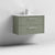 Nuie Deco 800mm Wall Hung 2 Drawer Fluted Vanity Unit & Basin - Satin Green - Unbeatable Bathrooms