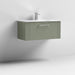 Nuie Deco 800mm Wall Hung 1 Drawer Fluted Vanity Unit & Basin - Satin Green - Unbeatable Bathrooms