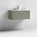 Nuie Deco 800mm Wall Hung 1 Drawer Fluted Vanity Unit & Basin - Satin Green - Unbeatable Bathrooms