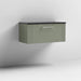 Nuie Deco 800mm Wall Hung 1 Drawer Fluted Vanity Unit & Worktop - Satin Green - Unbeatable Bathrooms