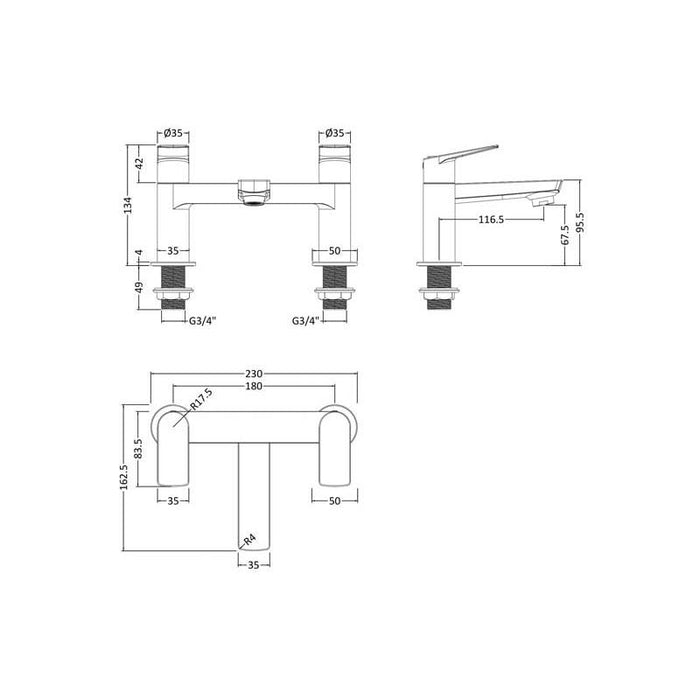 Hudson Reed Drift Deck Mounted Bath Filler - Unbeatable Bathrooms