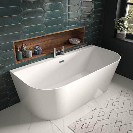 The White Space 1700 x 800mm D-Shaped Freestanding Back-To-Wall Bath - Unbeatable Bathrooms