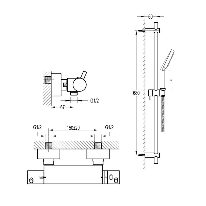 Flova Levo Exposed Thermostatic Bar Valve Kit with Easy-Fix Kit - Unbeatable Bathrooms