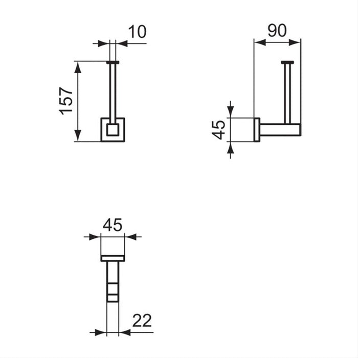 Ideal Standard IOM Square Spare Toilet Roll Holder without Cover - Chrome - Unbeatable Bathrooms