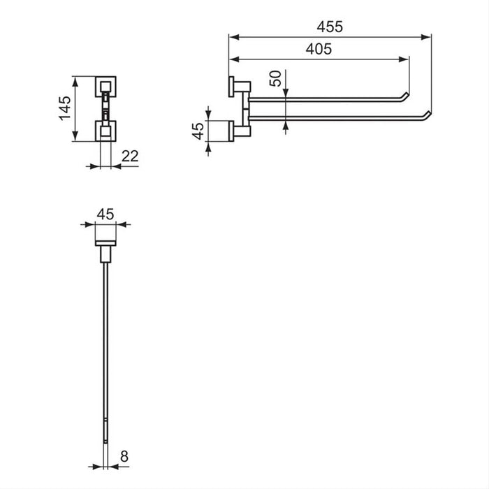 Ideal Standard IOM Square Double Towel Bar - Chrome - Unbeatable Bathrooms