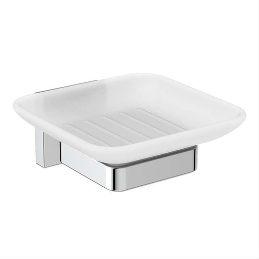 Ideal Standard IOM Square Soap Dish and Holder - Frosted Glass/Chrome - Unbeatable Bathrooms