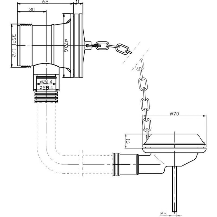 Hudson Reed Retainer Bath Waste Brass & Link Chain - Unbeatable Bathrooms