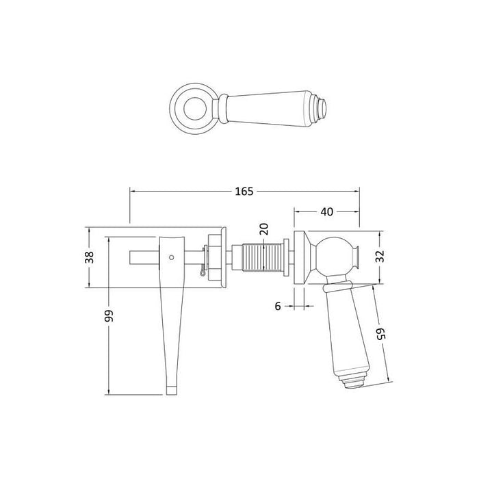 Hudson Reed Black Ceramic Handle WC Lever - Unbeatable Bathrooms