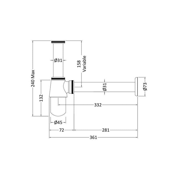Hudson Reed Chancery 500mm 1TH Wall Hung Cloakroom Basin - Unbeatable Bathrooms