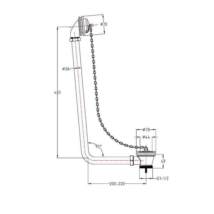Hudson Reed Classic Exposed Bath Waste & Overflow - Unbeatable Bathrooms