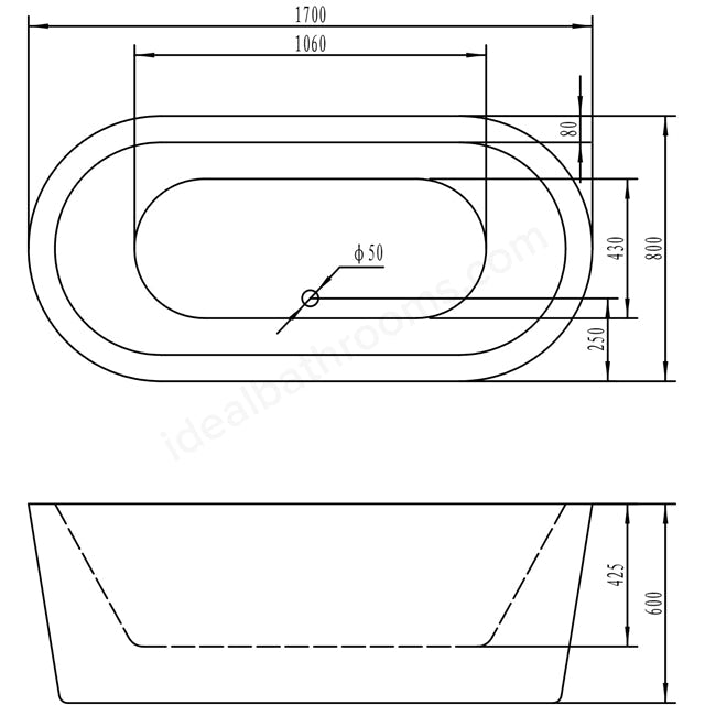 Essential Pebble Freestanding Oval Double Ended Bath - Unbeatable Bathrooms